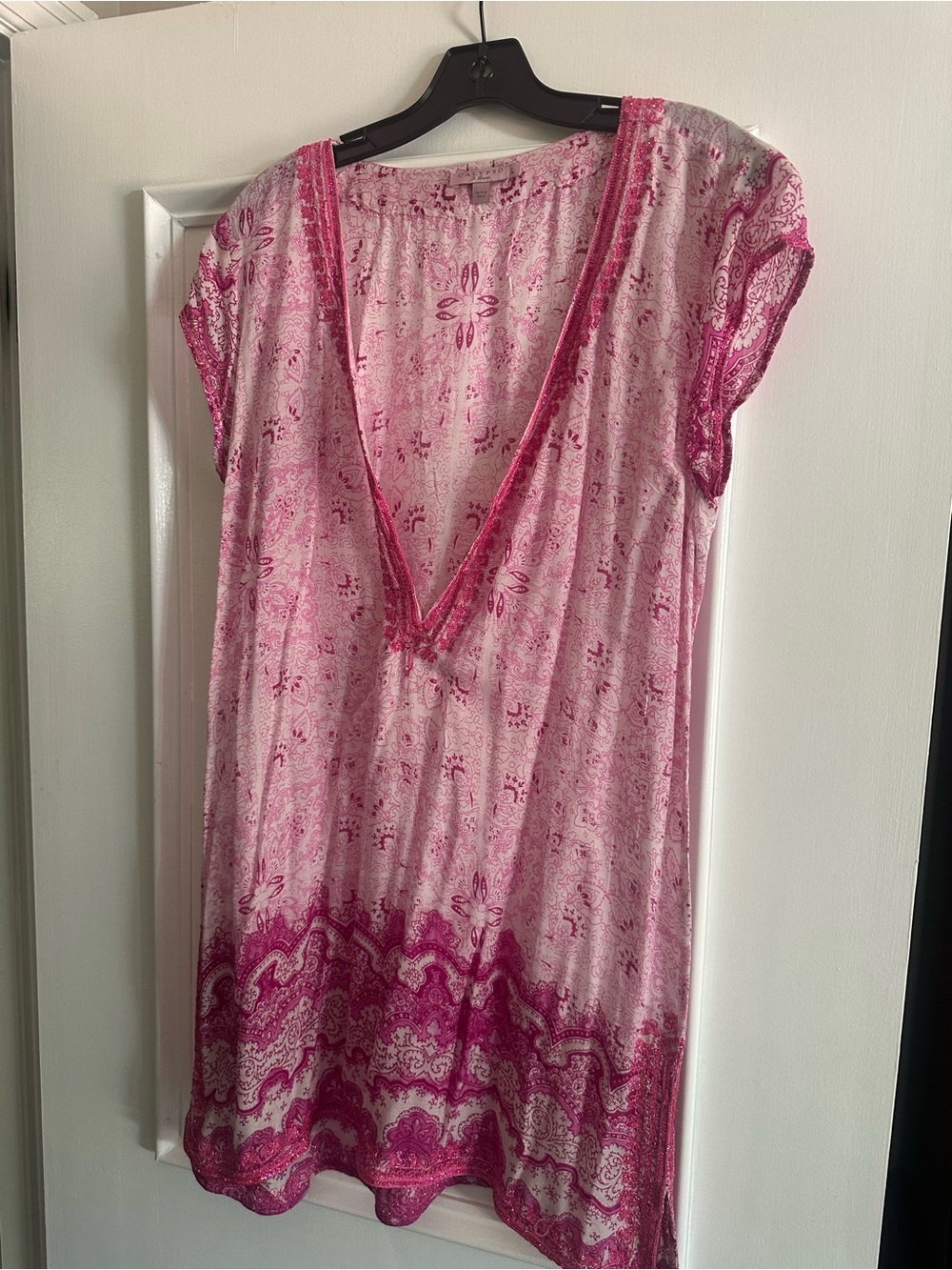 Calypso St. Barth Pink Printed V-Neck Swim Coverup